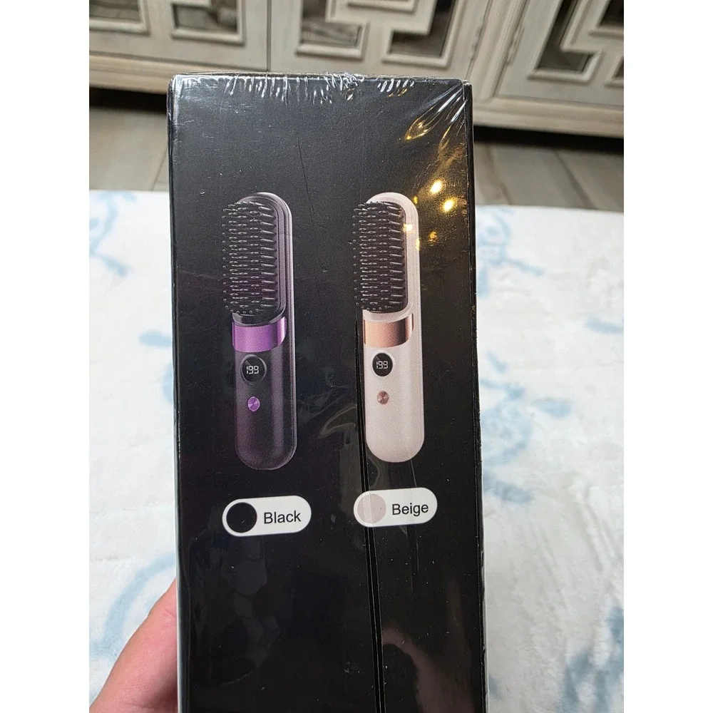 Wireless Hair‎ Straightening Comb F9 Portable Cordless USB Charging Black